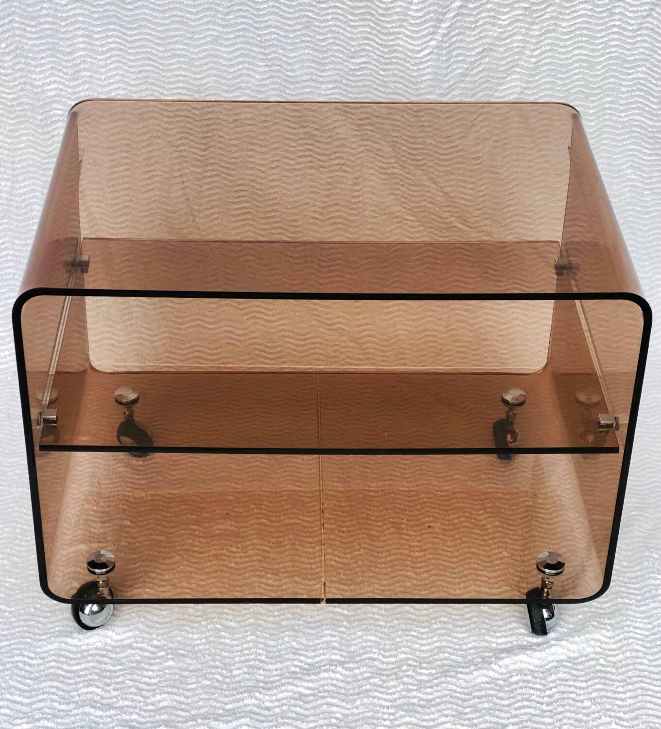 Vintage 1970 plexiglass trolley on wheels Michel Dumas