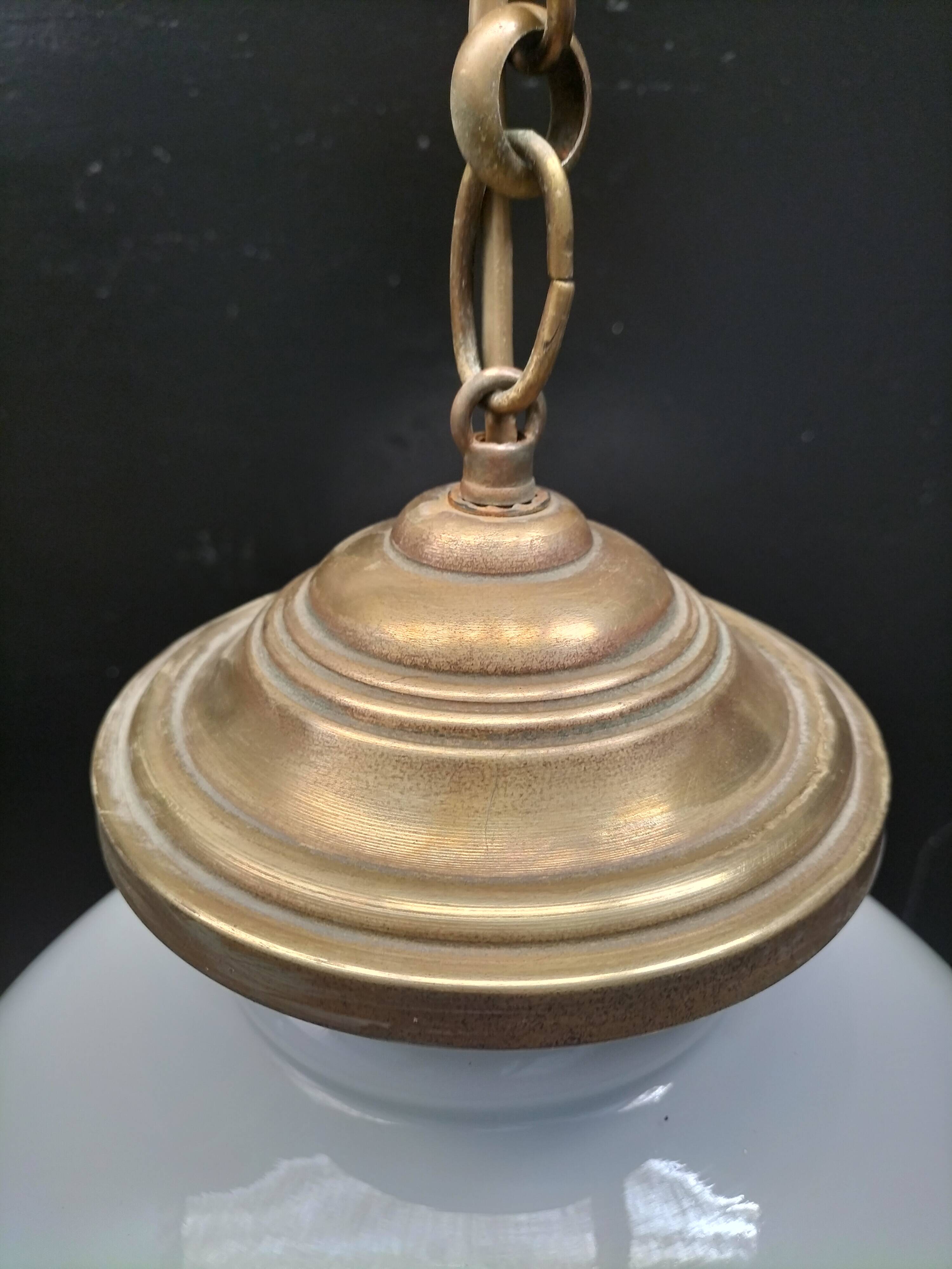 Large opaline pendant light