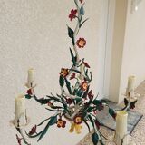 Vintage Floral chandelier in painted sheet metal