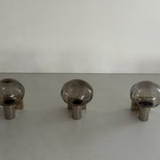 Set of 3 grey glass and chrome wall lights from the mid-century by N Leuchten, 1960s, Germany.