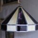 Large cream and purple tiffany style art deco pendant light