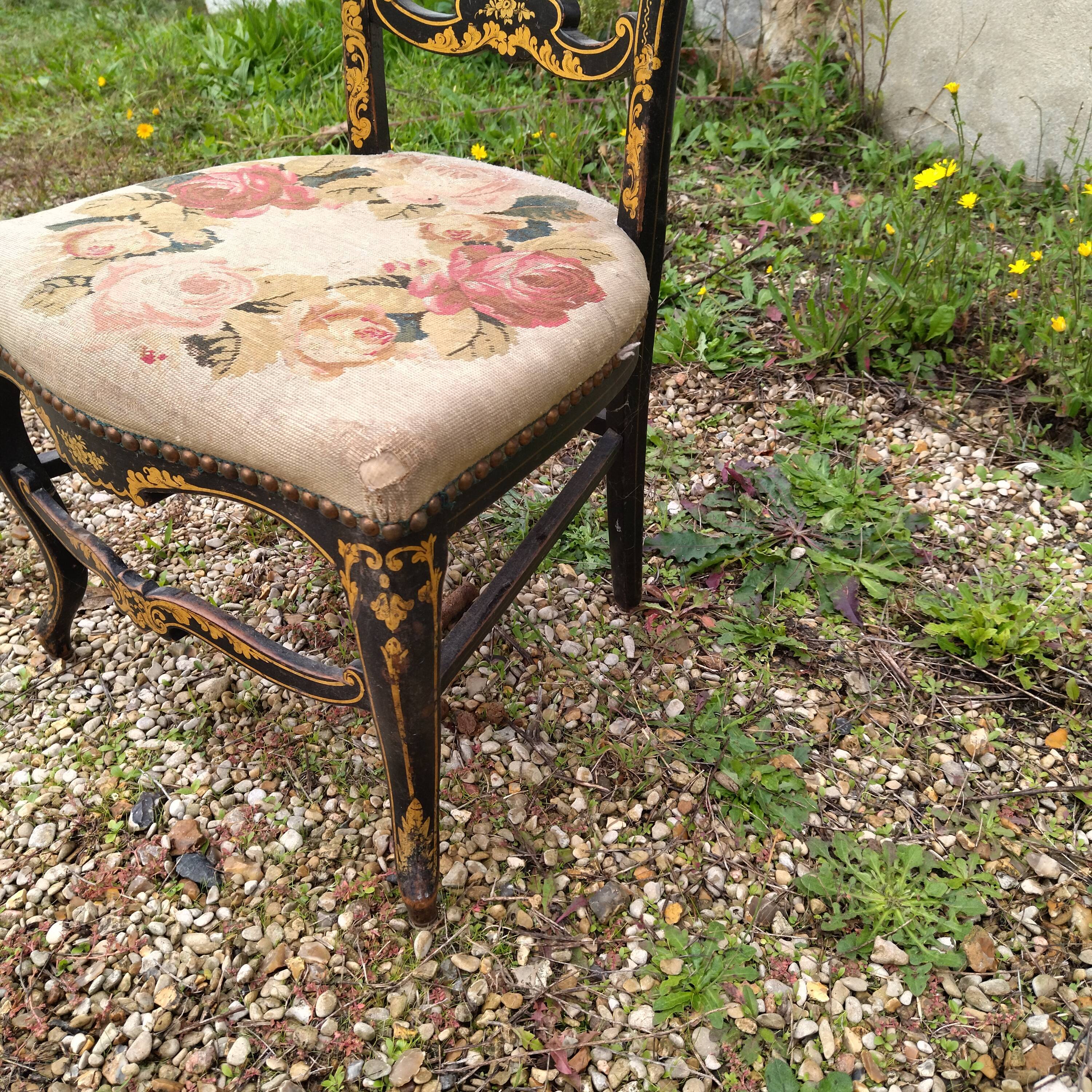 chair Napoleon III gilded wood mother-of-pearl XIXth