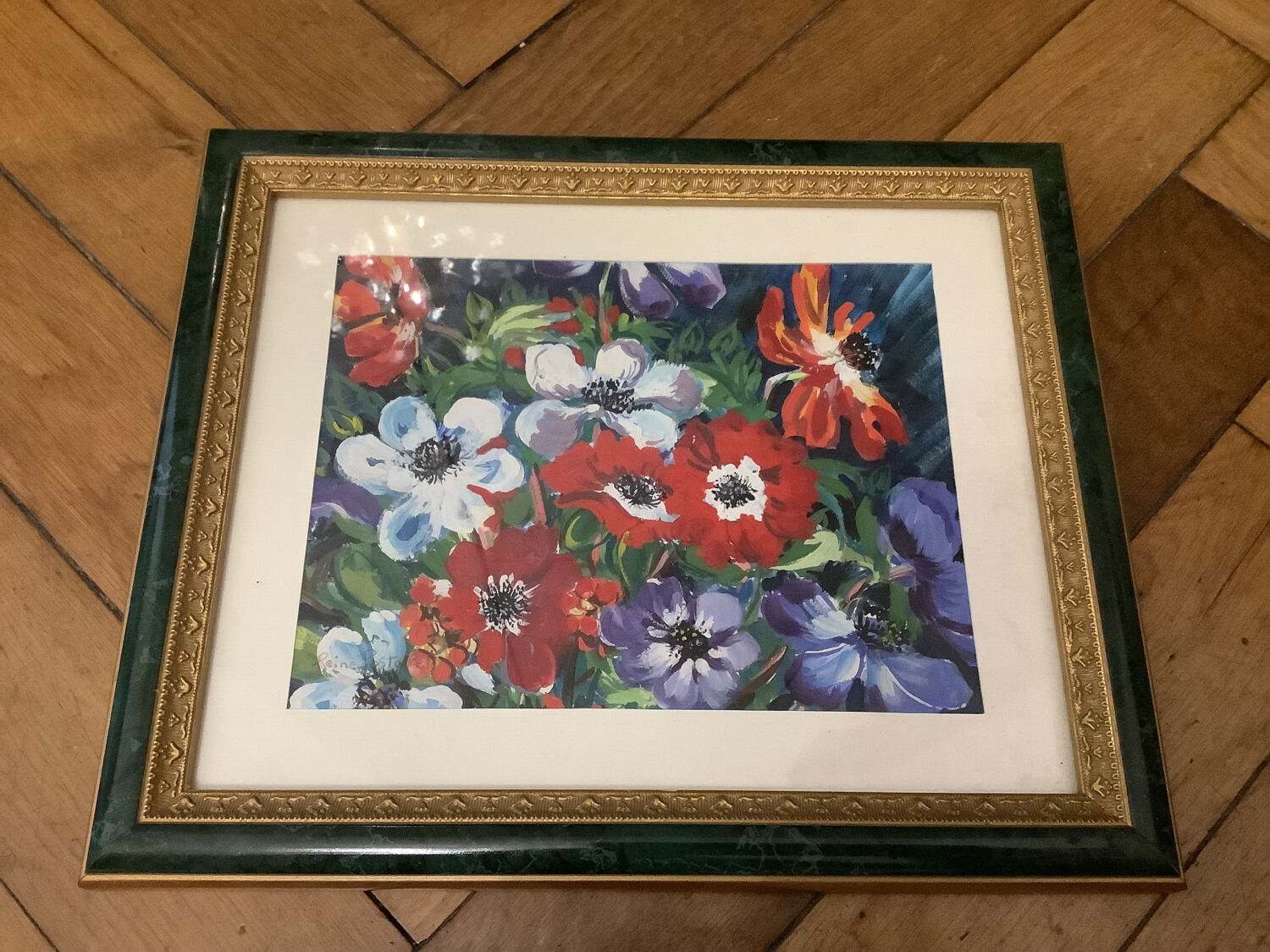 Framed painting 35X28 cm Anemones