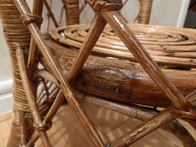 Vintage gold rattan armchair