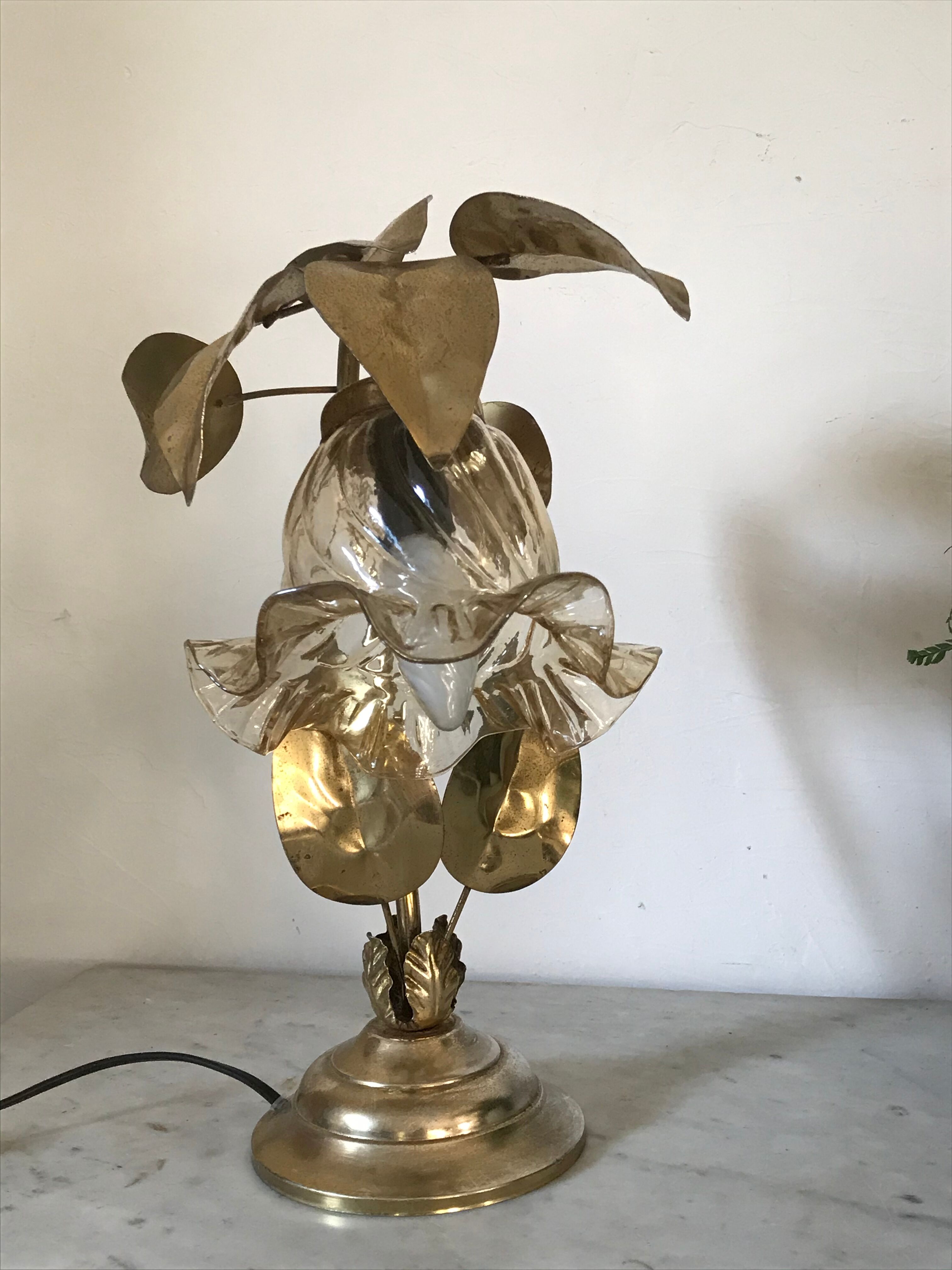 Lamp golden leaves 70s