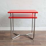 Functionalist Chrome Red Side Table Made In Czechoslovakia, 1930s
