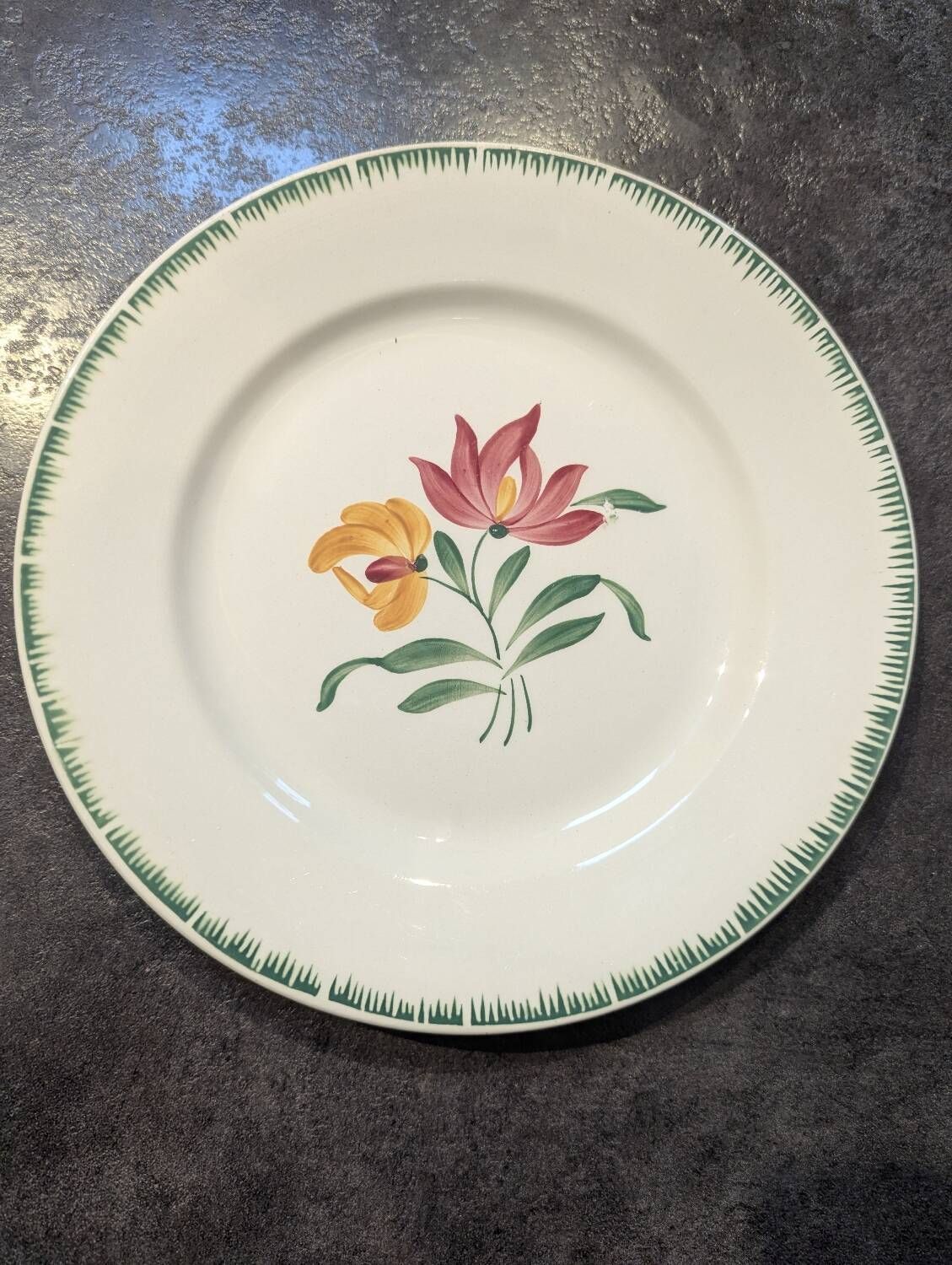 Lot of 6 antique flat plates Digoin Sarreguemines model Boby in very good condition.