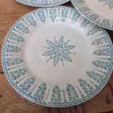 Set of 6 old flat plates, Annam model, opaque porcelain from Gien Terre de Fer