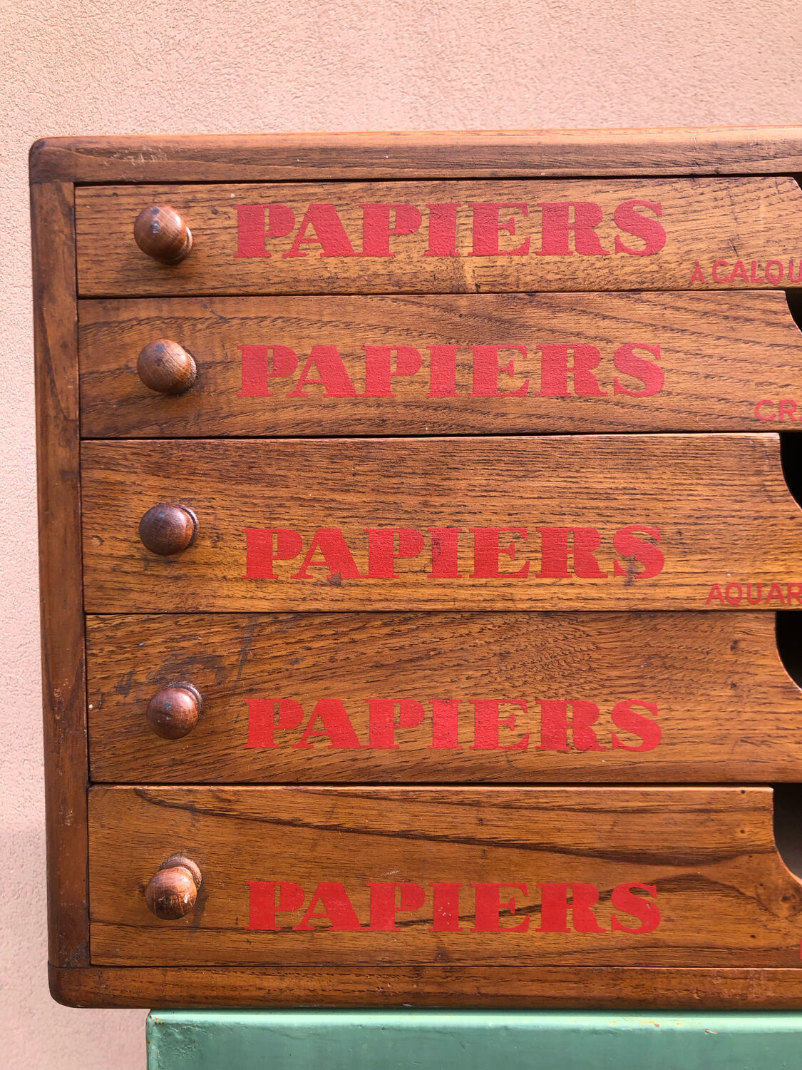 Craft furniture: display of old stationery for Cansons Papers.  50s