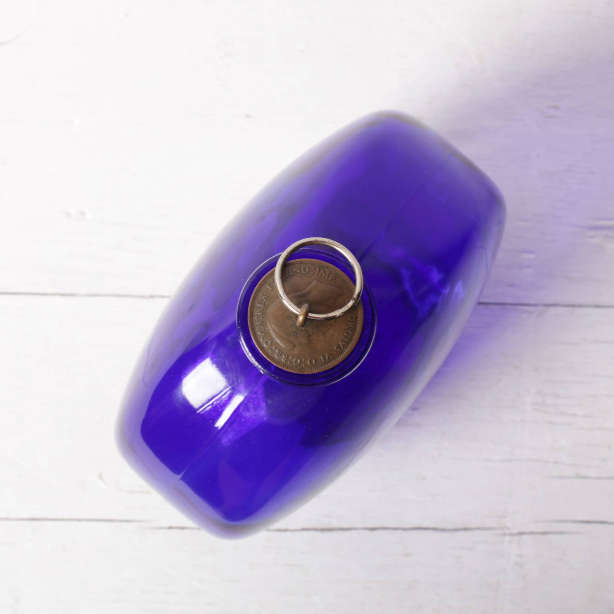 Mid-century Glass Bottle with Coin Cork / Ruda Glasbruk / Sweden / 1970s