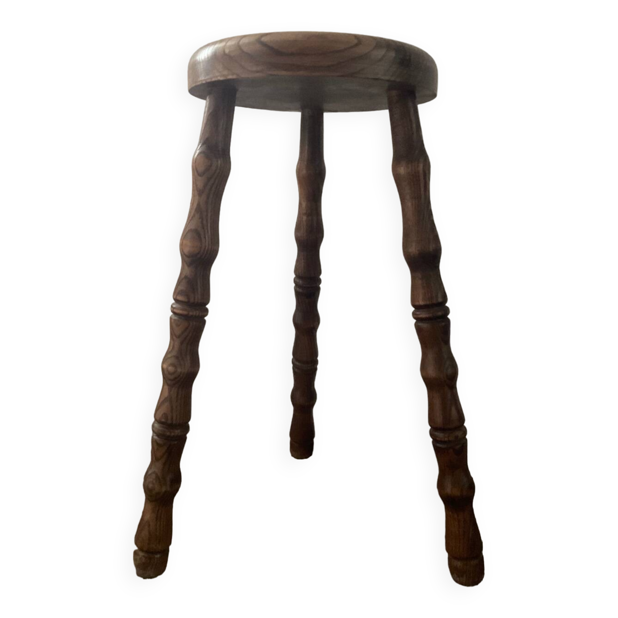 Vintage turned wooden traipod stool
