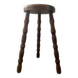 Vintage turned wooden traipod stool