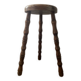 Vintage turned wooden traipod stool