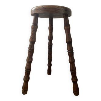 Vintage turned wooden traipod stool