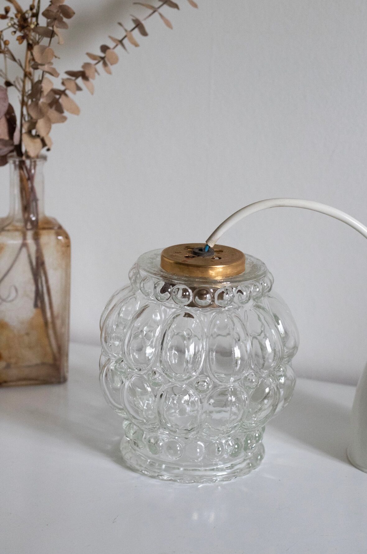 Vintage glass bubble pendant lamp