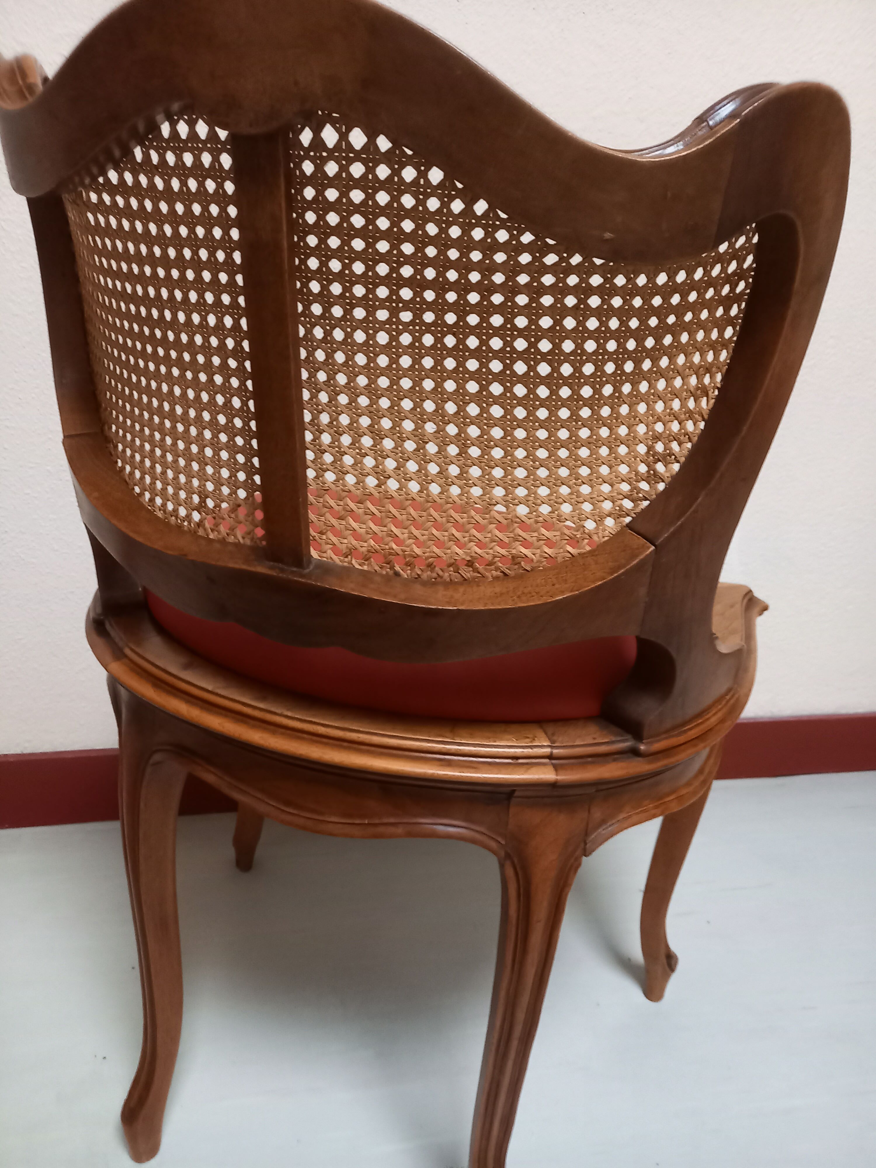 Office armchair Louis XV style red leather