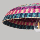 Handmade hanging lamp in colorful woven wicker, Morocco 30x30cm