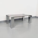 Vintage Italian coffee table Cidue in smoked glass and chrome metal from the 70s