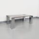 Table basse italienne vintage cidue en verre fumé et métal chromé des années 70