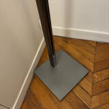 Cinna floor lamp in wood, chrome, and fabric.