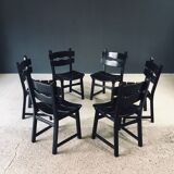Brutalist dining chairs by Dittmann for Awa Radbound, Netherlands, 1970s, set of 6.