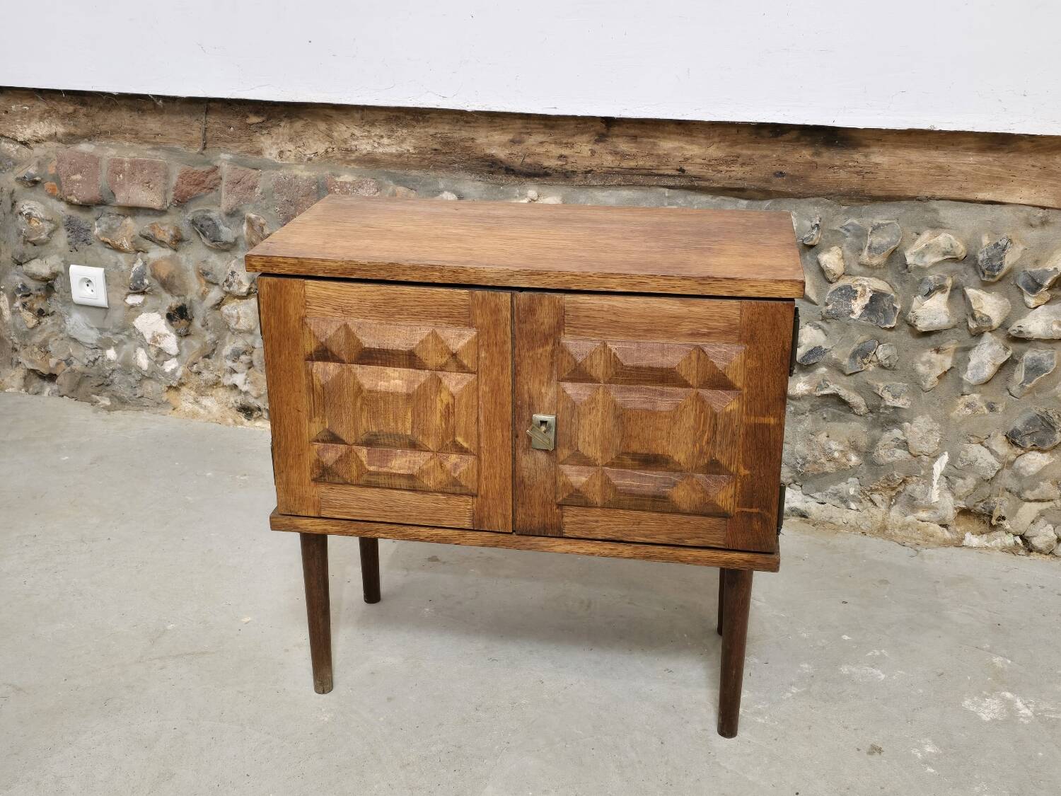 Brutalist two-door bedside table