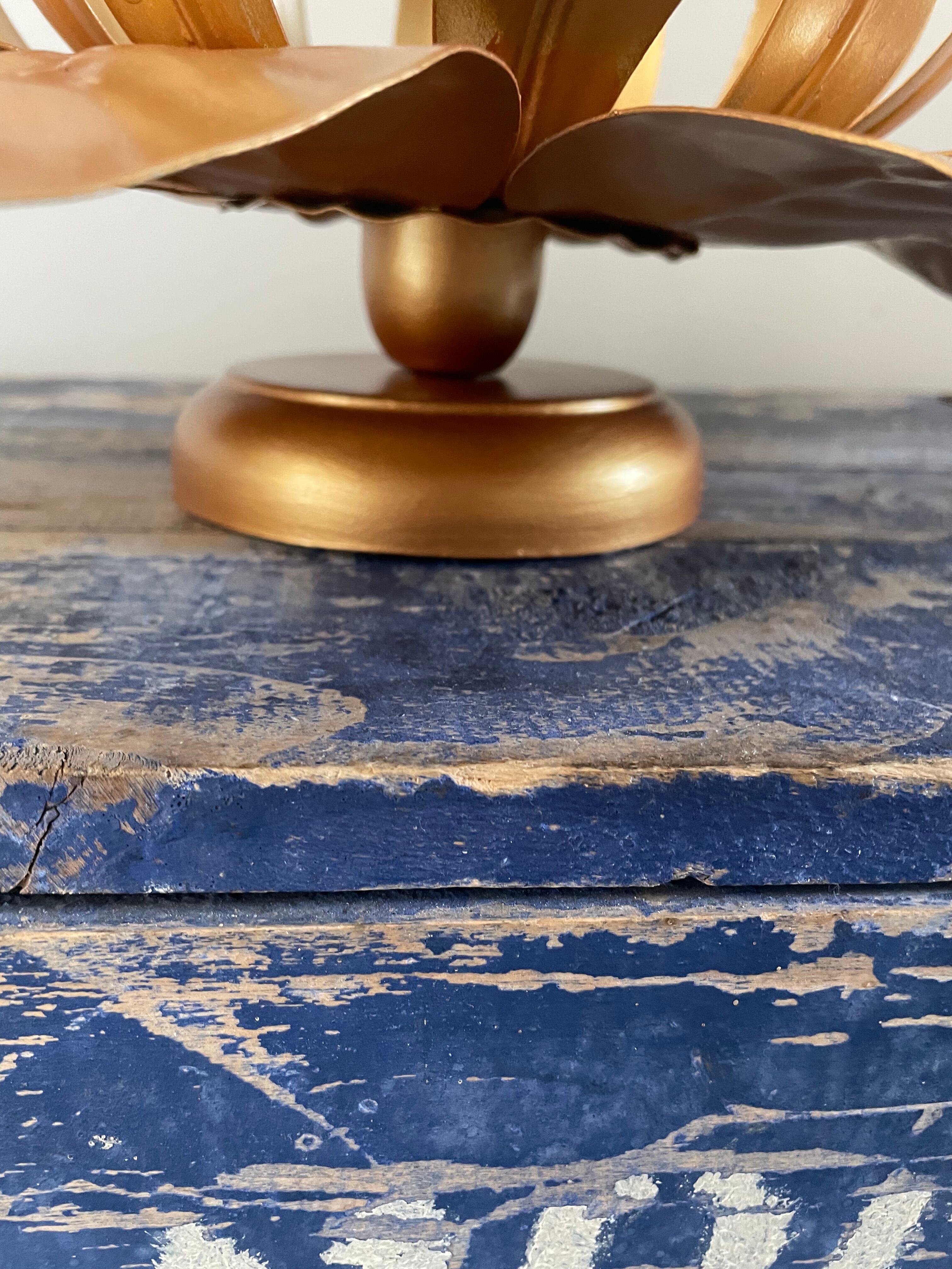 Ceiling lamp flower leaf gilded metal