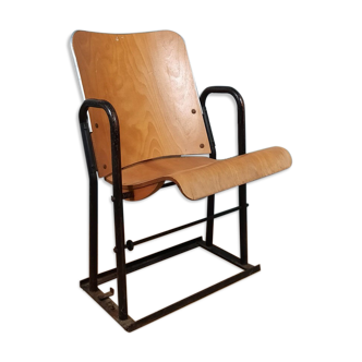 Vintage folding seat in wood and iron n°47
