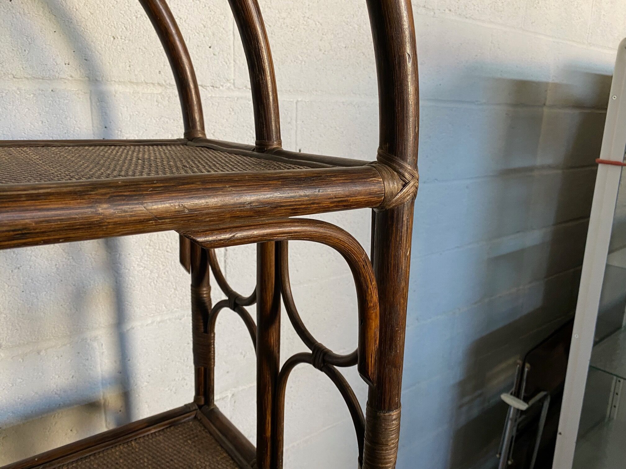 Vintage rattan bookcase 70s