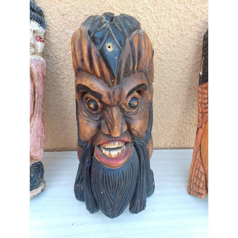 3 ethnic tribal wooden masks 19th century