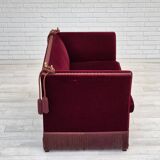 1960s, Danish "Spanish" sofa, original condition, furniture velour, ash wood legs.