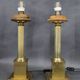 1940s Pair of Italian Restored Brass Table Lamps with Glass Shades