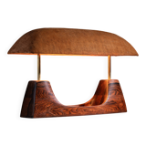 Lampe de bureau de direction rare en bois massif
