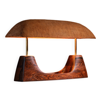 Lampe de bureau de direction rare en bois massif