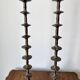Vintage mid century brutalist hand forged brass candlesticks