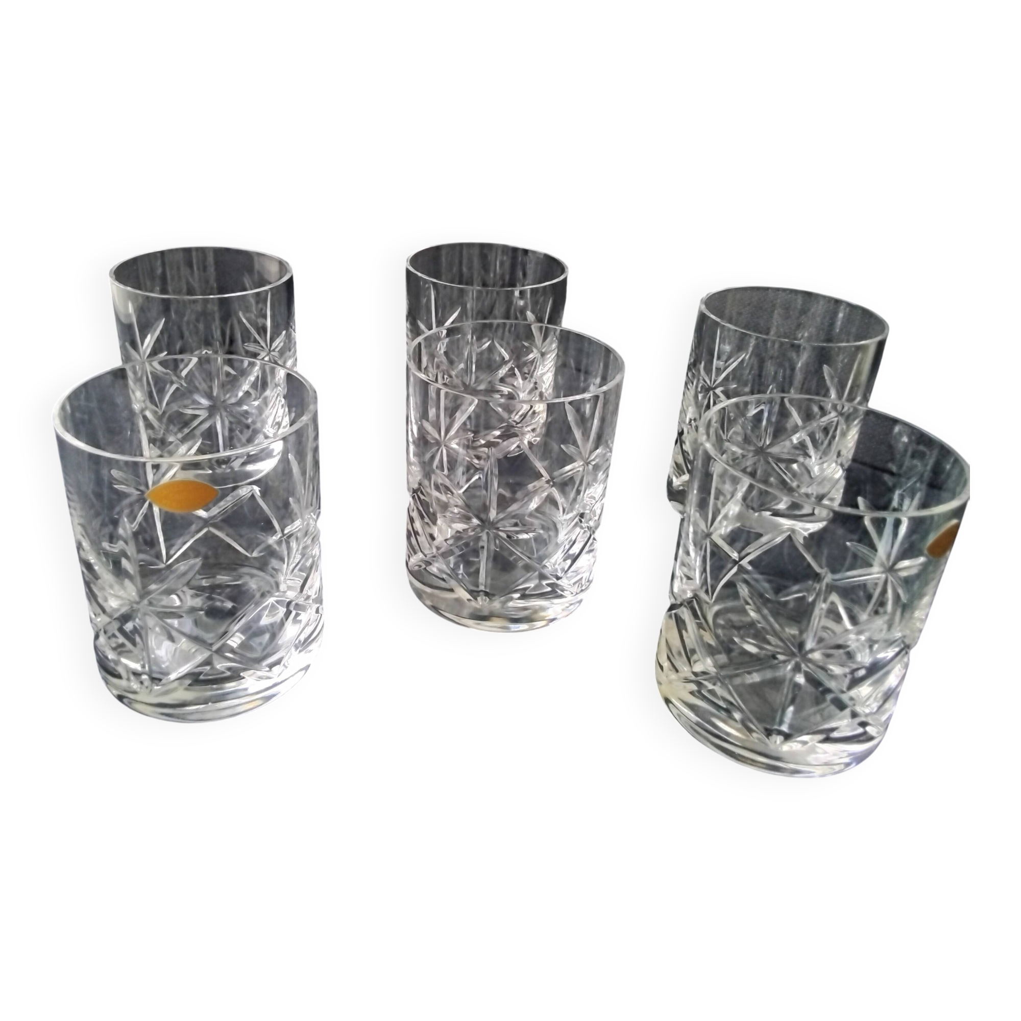 Set of 6 hand-cut crystal whisky glasses