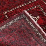 Old carpet handmade red hand 244x126cm