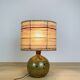 Pyrite stoneware ball lamp with vintage wool lampshade