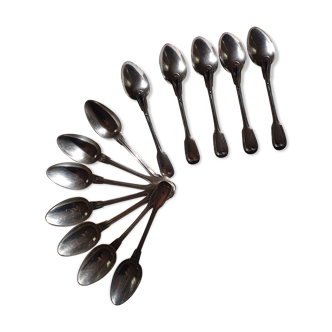 12 small silver metal spoons Christofle mesh model