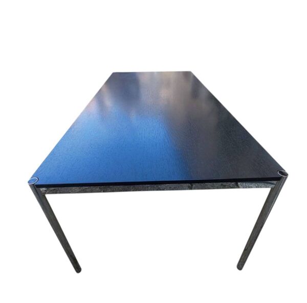 Table bureau USM Haller – plateau plaqué chêne noir