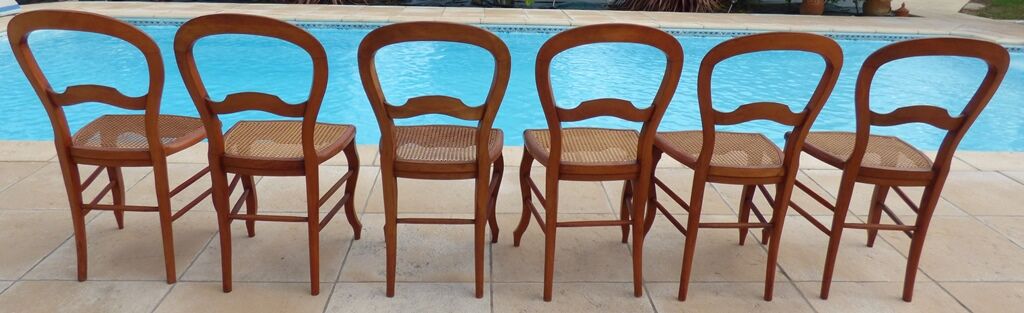 6 louis Philippe style chairs in solid wood merisier