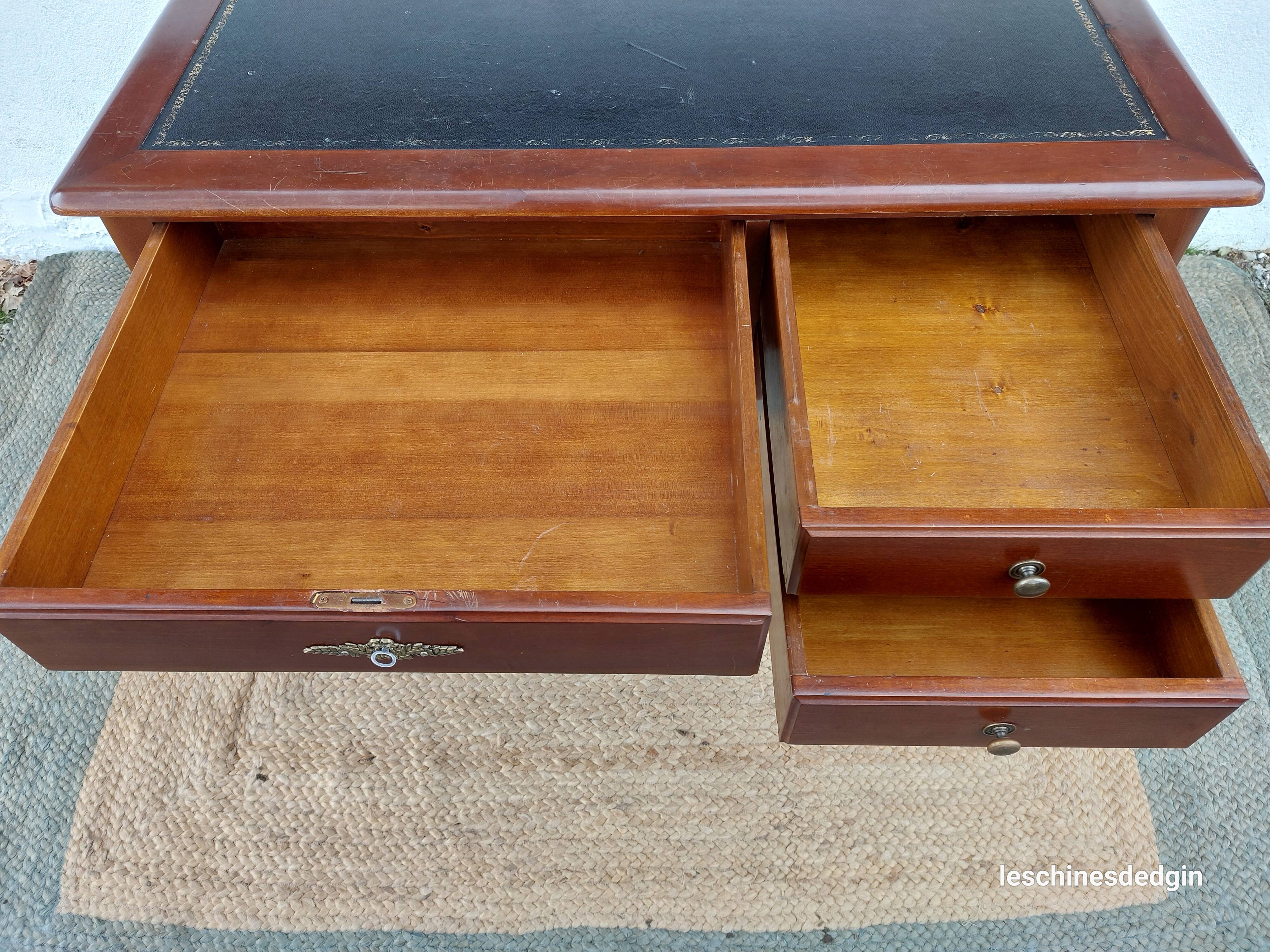Black leather desk with extensions