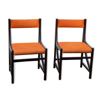 Paire de chaises oranges des années 60