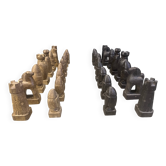 Large hand crafted wooden chess figure set, 1960s