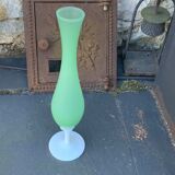 Vintage green and white opaline soliflore vase