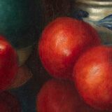 Still life with apples and ceramics by Dalens, 1921