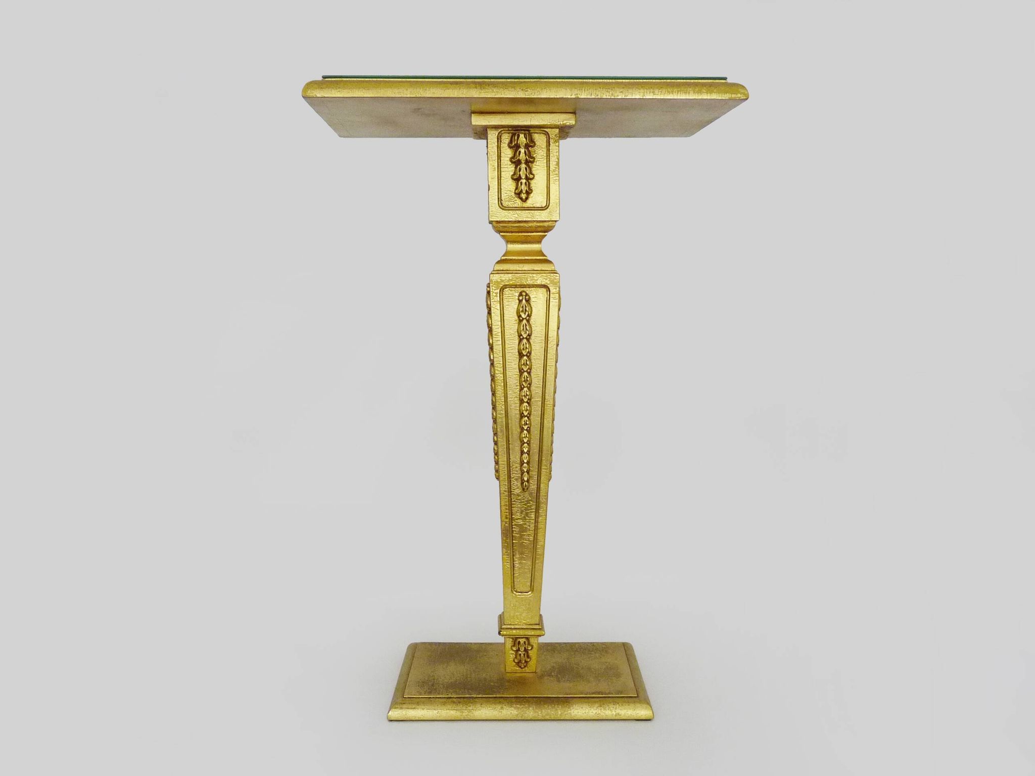 Console, guéridon table d'appoint en bois doré plateau miroir biseauté. Ann