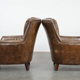 Very comfortable set of two vintage cowhide leather armchairs
