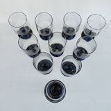 10 Art Deco glass goblets by Daum.