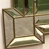 Large luxurious rectangular fully bevelled mirror with brass frame, Italy, 1980s